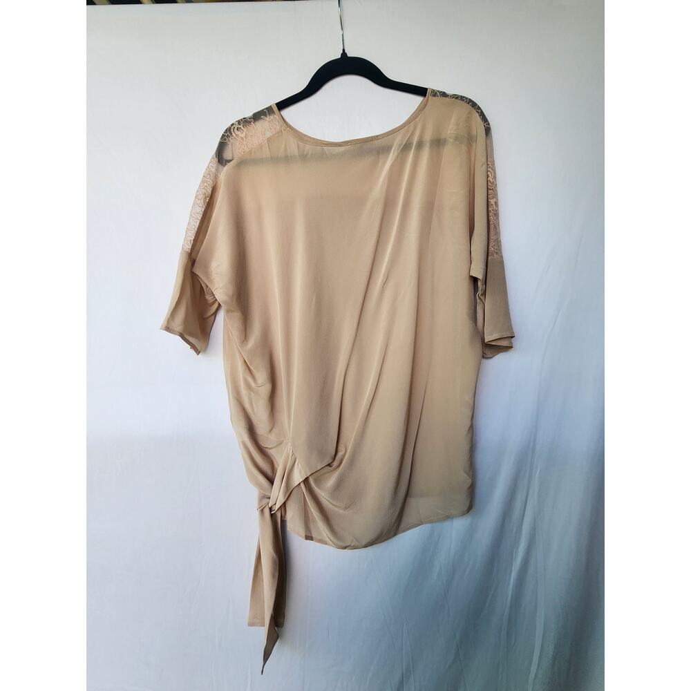 Gold Hawk Beige Silk Blend Lace Overlay Tunic Top - Size XS NWOT